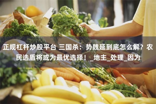 正规杠杆炒股平台 三国杀：势魏延到底怎么解？农民选盾将或为最优选择！_地主_处理_因为