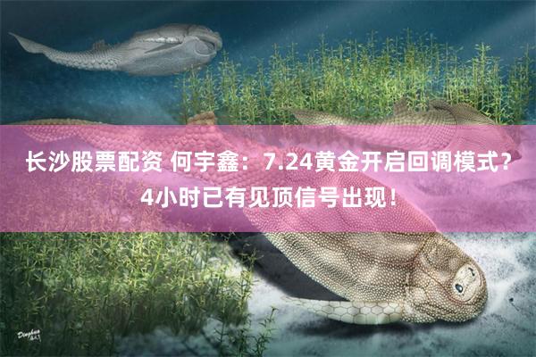 长沙股票配资 何宇鑫：7.24黄金开启回调模式？4小时已有见顶信号出现！
