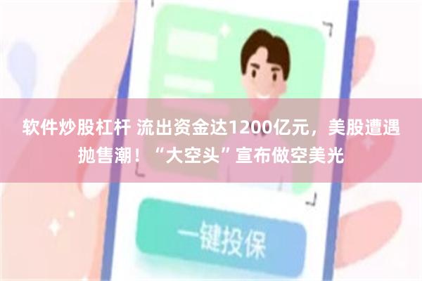 软件炒股杠杆 流出资金达1200亿元，美股遭遇抛售潮！“大空头”宣布做空美光
