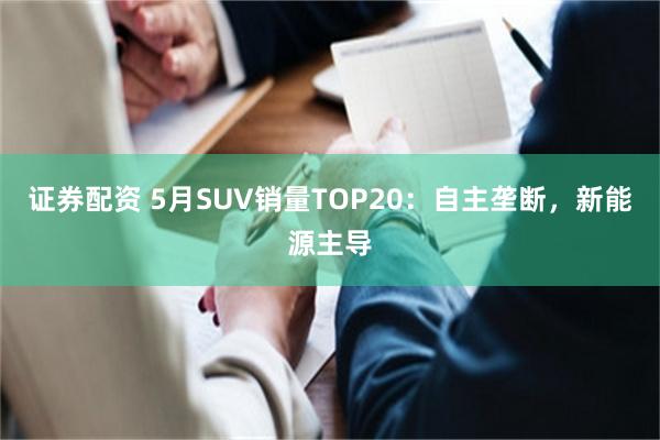 证券配资 5月SUV销量TOP20：自主垄断，新能源主导