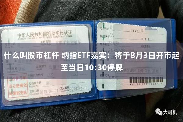 什么叫股市杠杆 纳指ETF嘉实：将于8月3日开市起至当日10:30停牌
