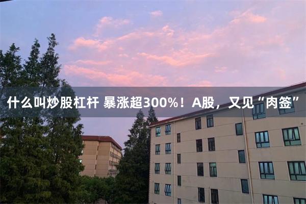 什么叫炒股杠杆 暴涨超300%!A股,又见“肉签”