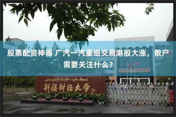 股票配资神器 广汽一汽重组交易港股大涨，散户需要关注什么？
