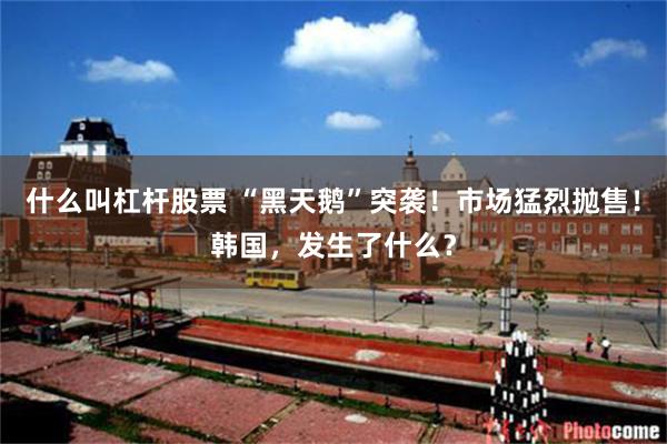 什么叫杠杆股票 “黑天鹅”突袭！市场猛烈抛售！韩国，发生了什么？