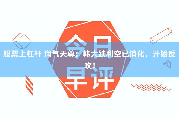 股票上杠杆 淘气天尊：韩大跌利空已消化，开始反攻！